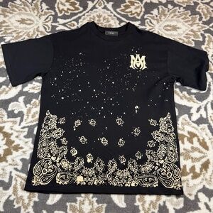 Mens Amiri Black/White Bandana Print Tee Size Large